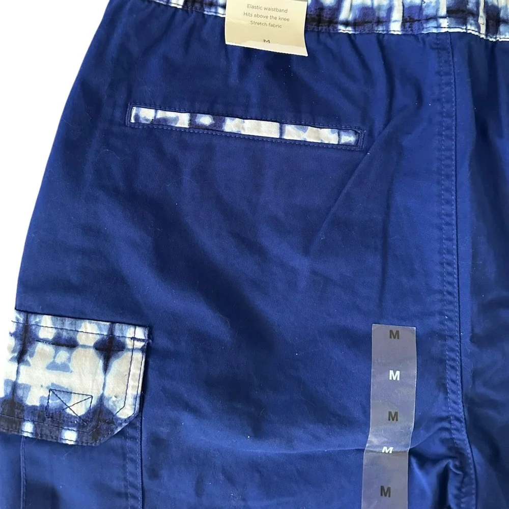 Sun + Stone Mens Coastal Blue‎ Tie Dye Cargo Pull On Shorts Medium 100124752MN